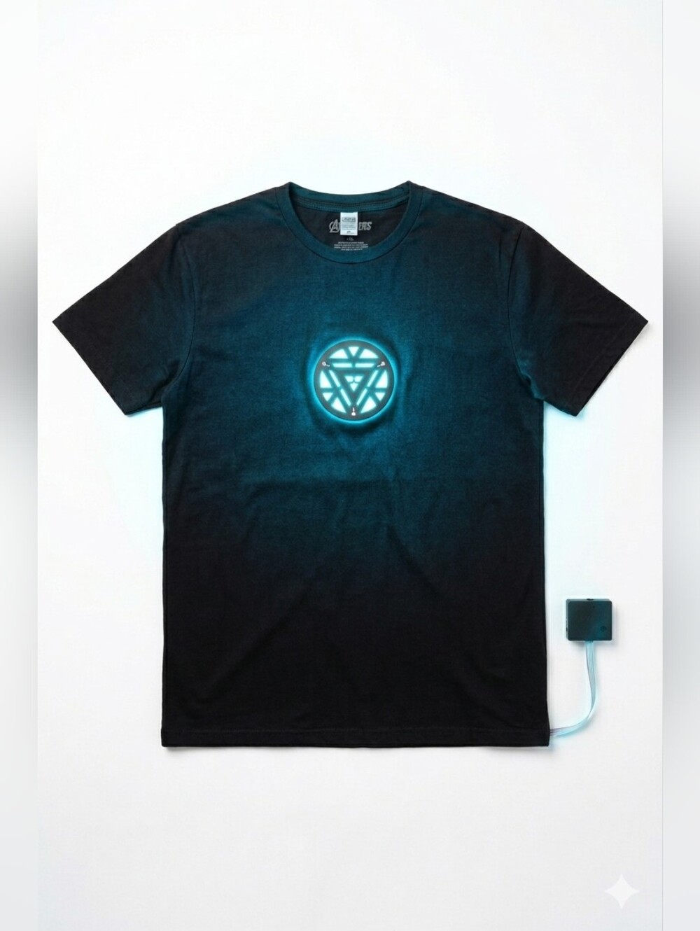 Iron Man Arc Reactor Mens Black T-Shirt Lights Up! Check Out Video Size large